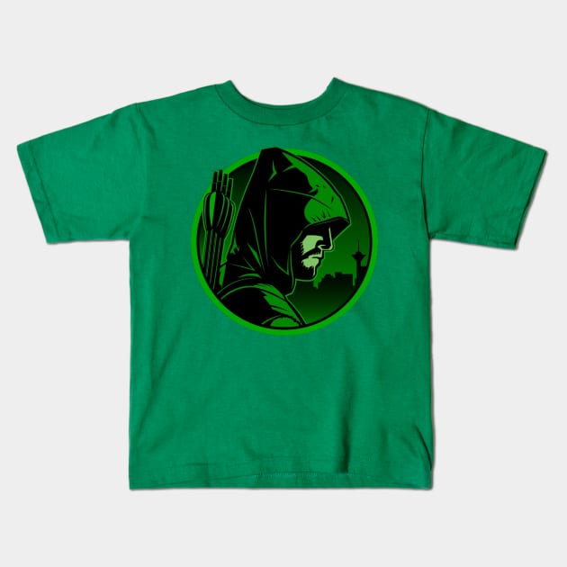 Green Arrow Art Emblem Kids T-Shirt by Heroified